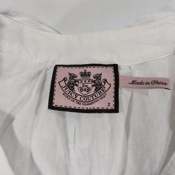Juicy Couture Linen Ruffle Shirt Coquette Feminine Romantic Boho Y2K Siz… - Picture 4 of 8